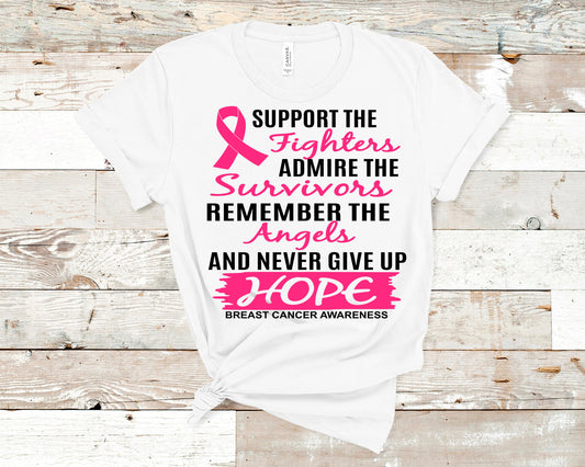 Support The Fighters Admire The Survivors Remember The Angels And Never Give Up Hope